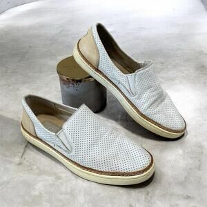 UGG Adley Perf White Leather Perforated Slip On Casual Sneakers Women’s Size 7